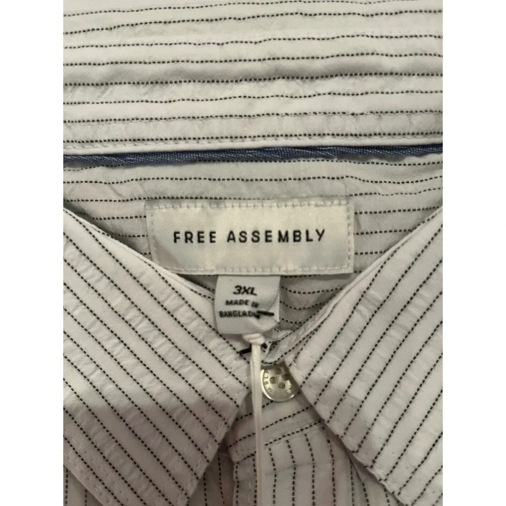 Free Assembly Men's FA Seersucker Button Down Shirt White Size 3XL‎